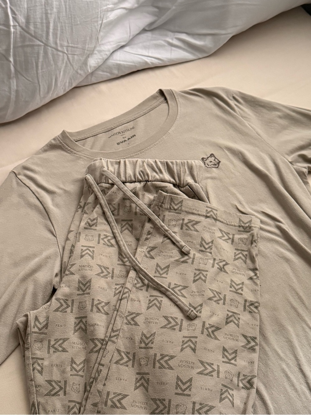 EVA Air x MAISON KITSUNΓ pajama set from Royal Laurel Class